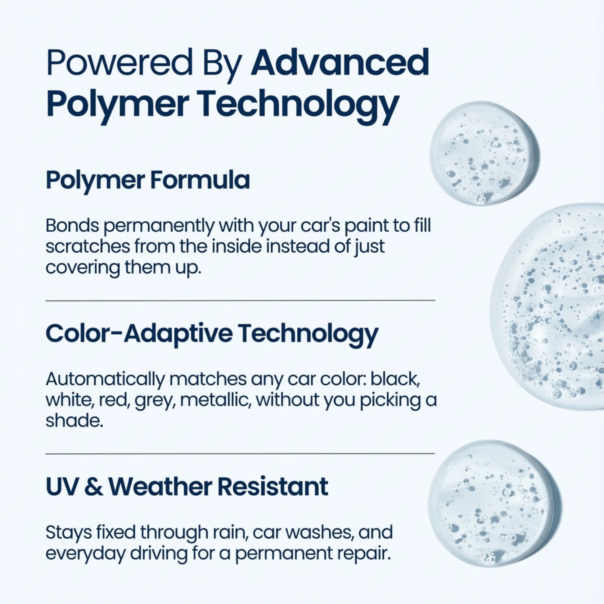 All Cars Car paint scratch repair product with text on advanced polymer technology