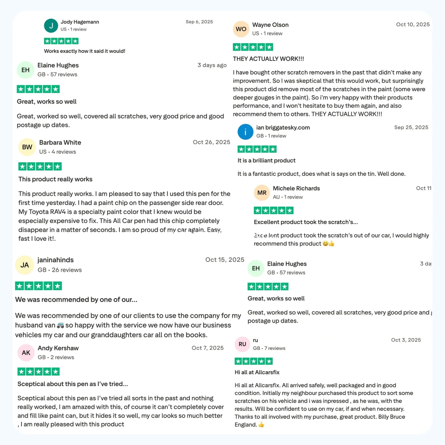 Product reviews trustpilot all cars fix magic pen scratch remover